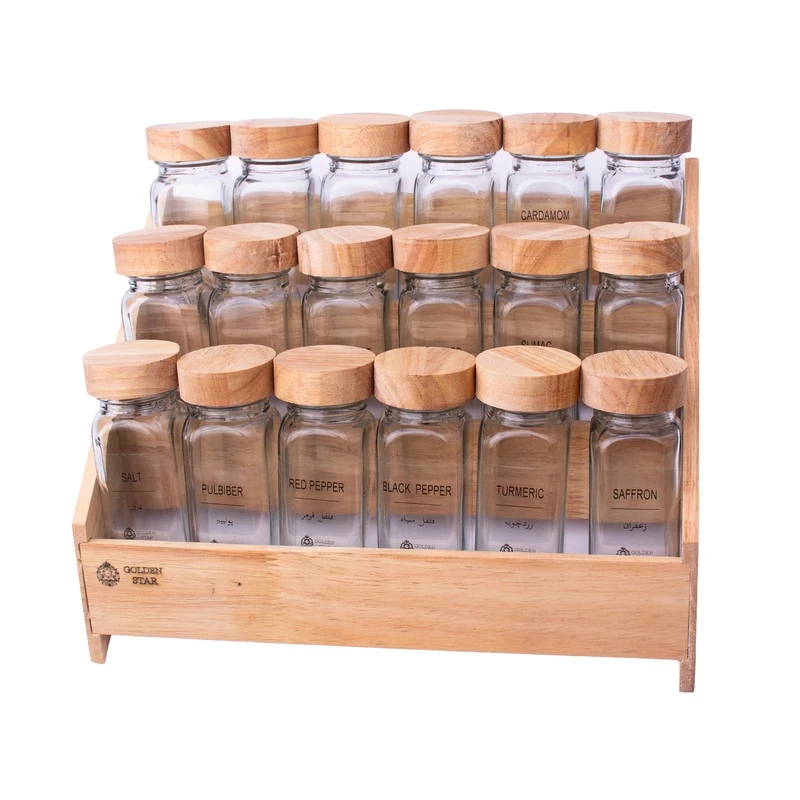 سرویس جای ادویه 18 پارچه گلدن استار DH74 به همراه استند