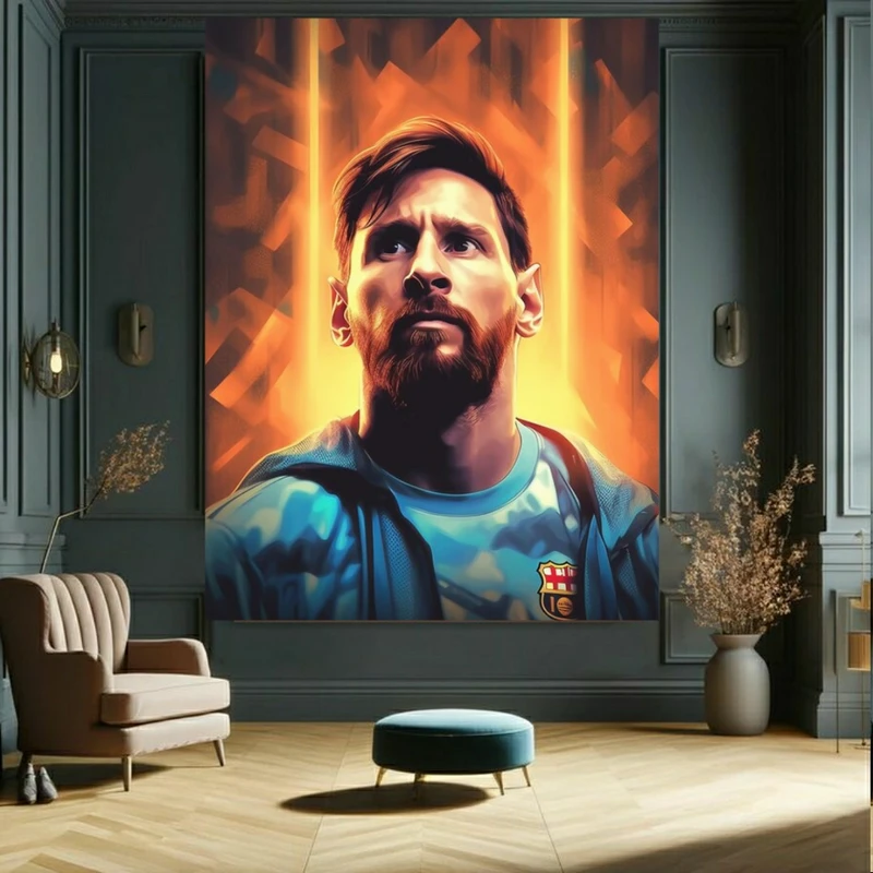 تابلو بوم طرح مخمل فوتبال مدل مسی کد GR633