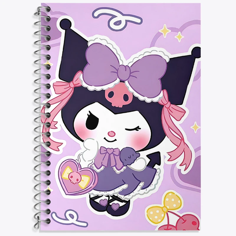 دفتر زبان 50 برگ خندالو مدل دو خط طرح کرومی (Kuromi) کد N4194