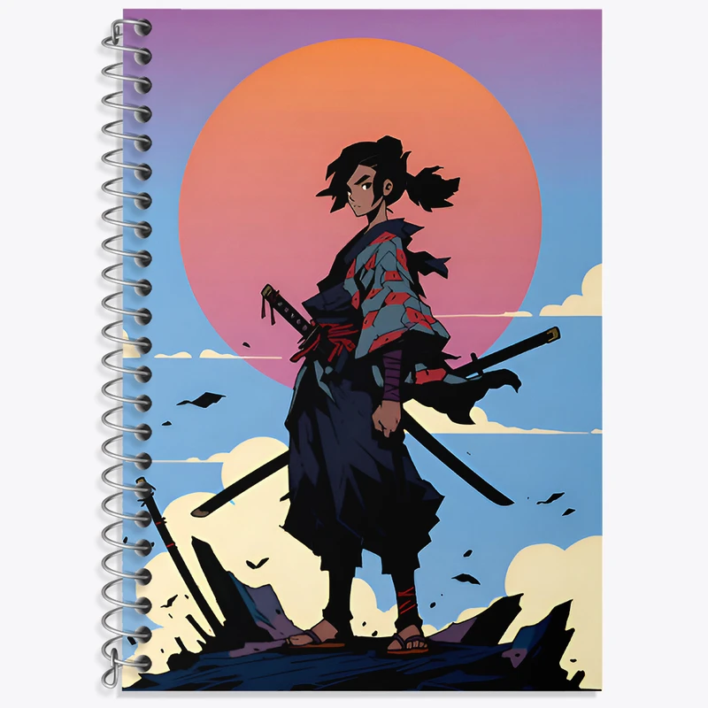 دفتر زبان 50 برگ خندالو مدل سه خط طرح سامورایی کد N3420