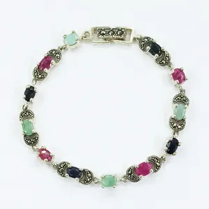 دستبند نقره زنانه سلین کالا مدل یاقوت و زمرد ce-As114