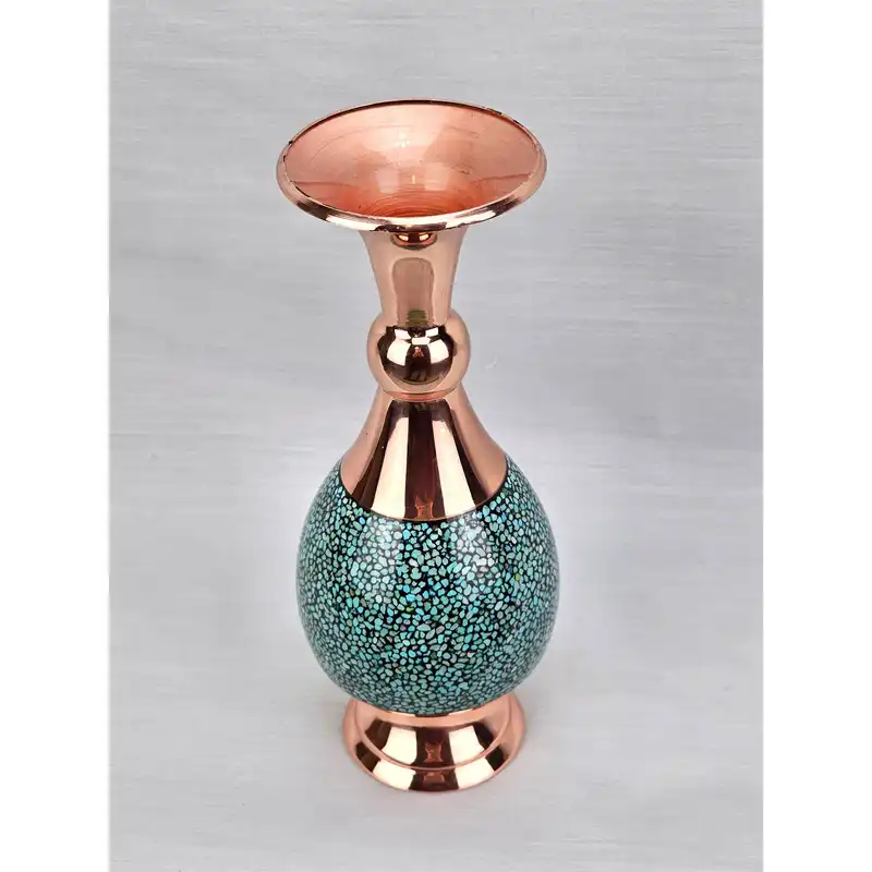 گلدان فیروزه کوبی مسی کد 20c