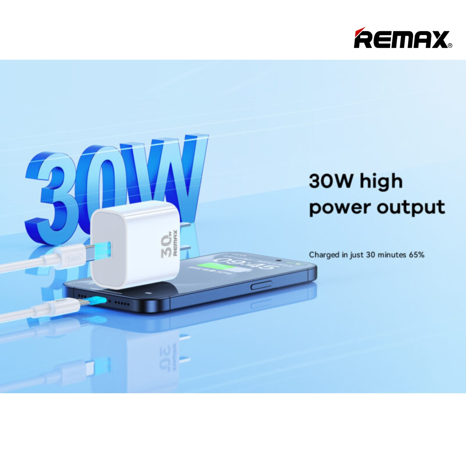 شارژر دیواری 30 وات ریمکس مدل All-compatible GaN-RP-U71 به همراه کابل USB-C