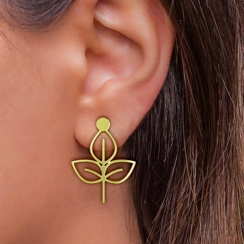 گوشواره طلا 18 عیار زنانه مدوپد مدل برگ کد GA1-16004