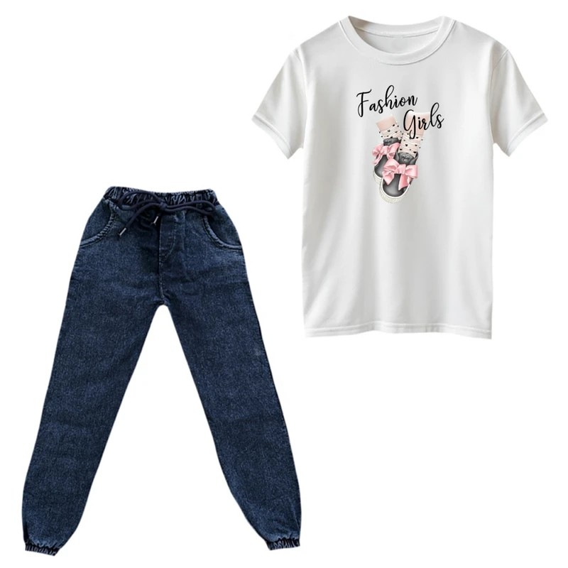 ست تی‌شرت و شلوار دخترانه مدل کتونی کد ۳