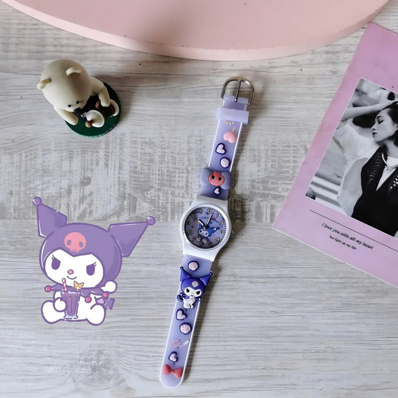 ساعت مچی عقربه ای دخترانه مدل بند سیلیکون آنتی آلرژی طرح پسر خفّاشی