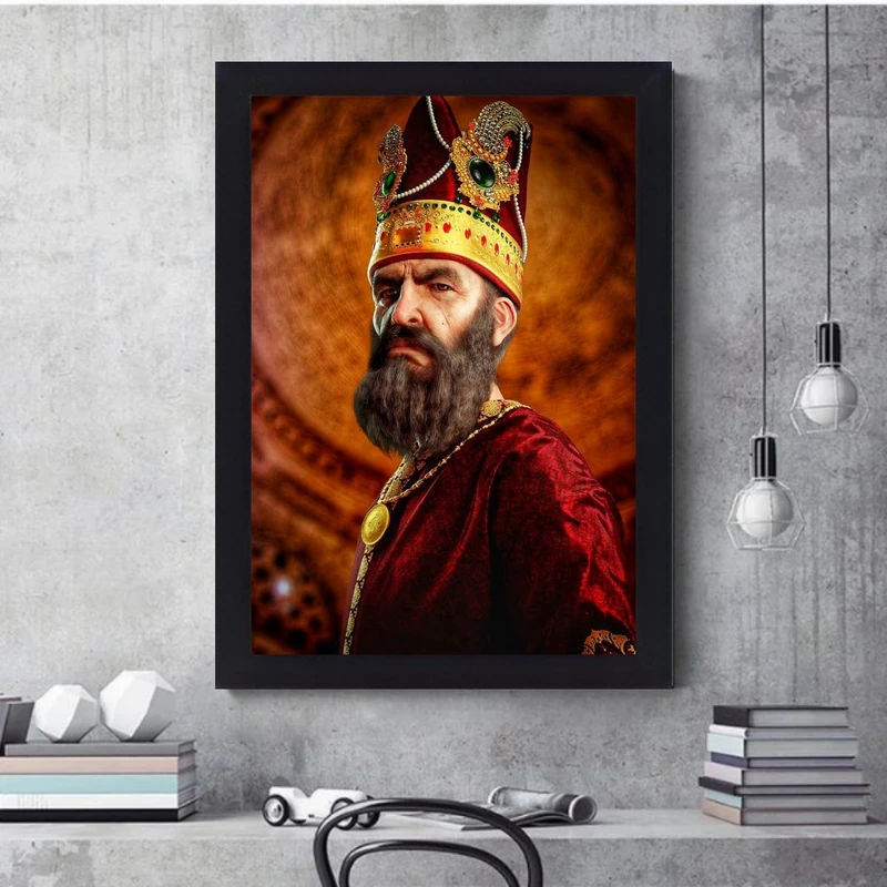 تابلو نوری مدل نادرشاه افشار کد 121 فریم مشکی 