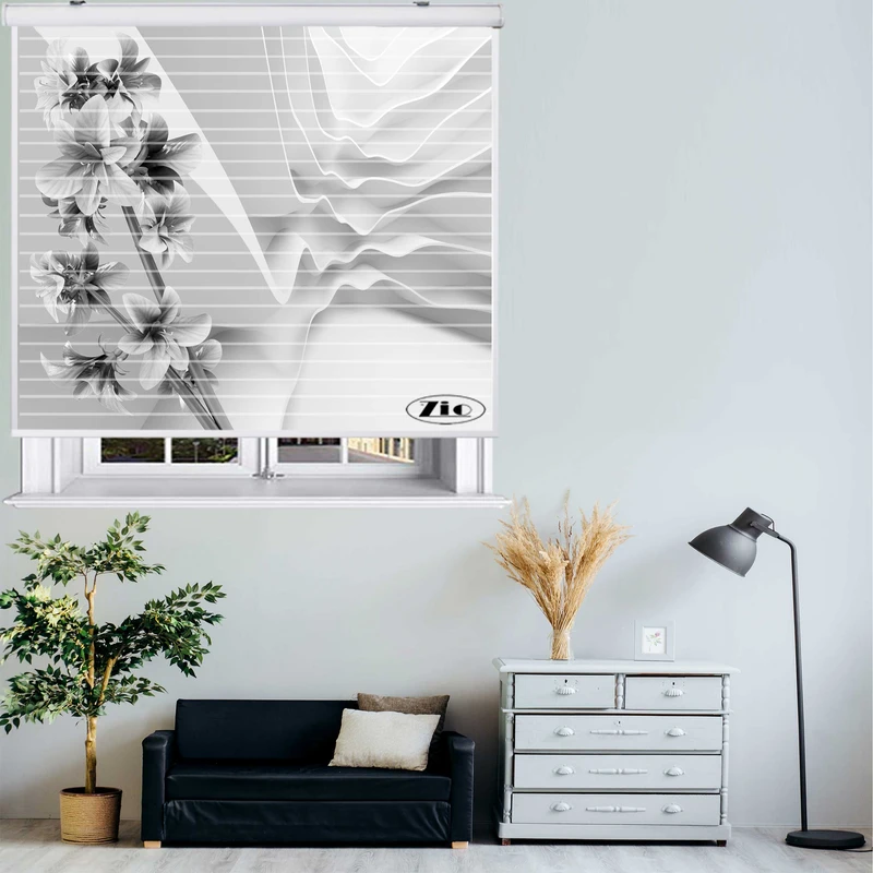 پرده زبرا زیو مدل سیلوئت 3D1235 سایز 150x150 سانتی متر