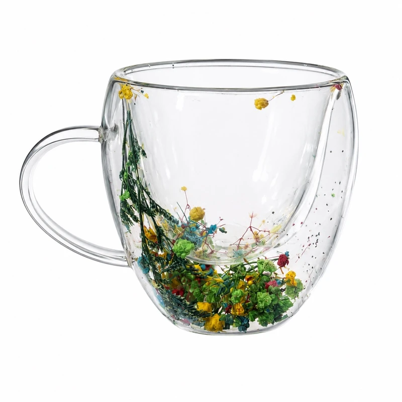 فنجان  مدل گلدار دوجداره