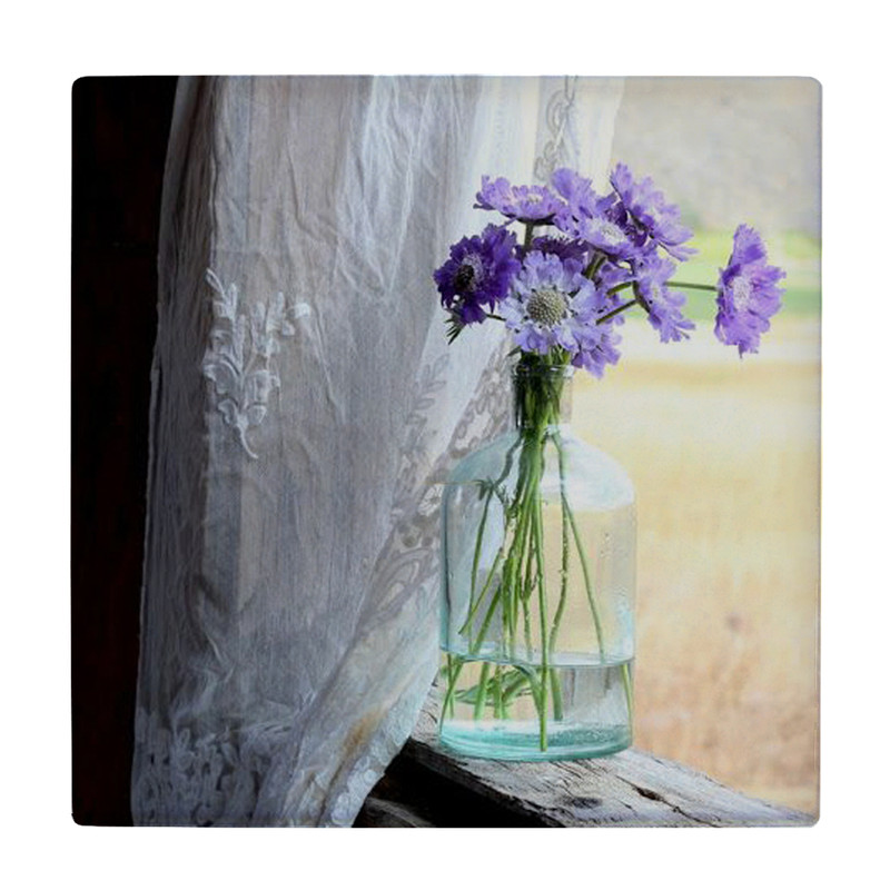 کاشی کارنیلا طرح گلدان گل و پنجره چوبی مدل لوحی کد klh2281 