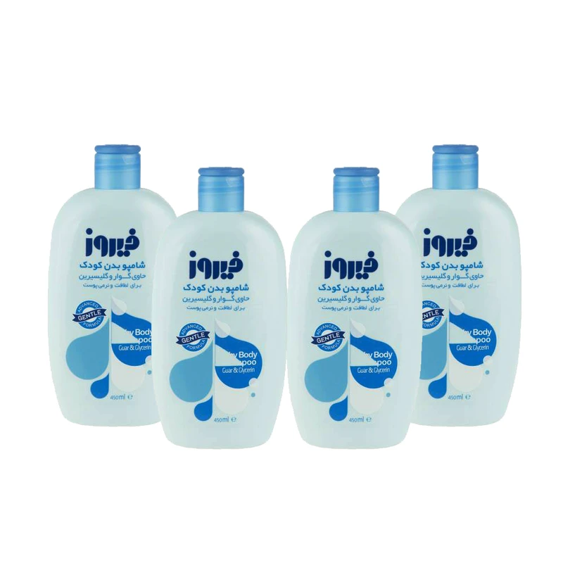 شامپو بدن بچه فیروز مدل Guar حجم 450 میلی لیتر مجموعه 4 عددی