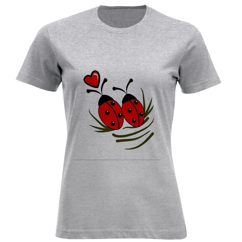 تی شرت آستین کوتاه زنانه مدل کفشدوزک D1082