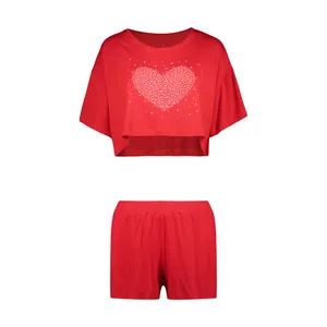 ست نیم تنه و شلوارک زنانه ناربن مدل 3150-1521705 رنگ قرمز