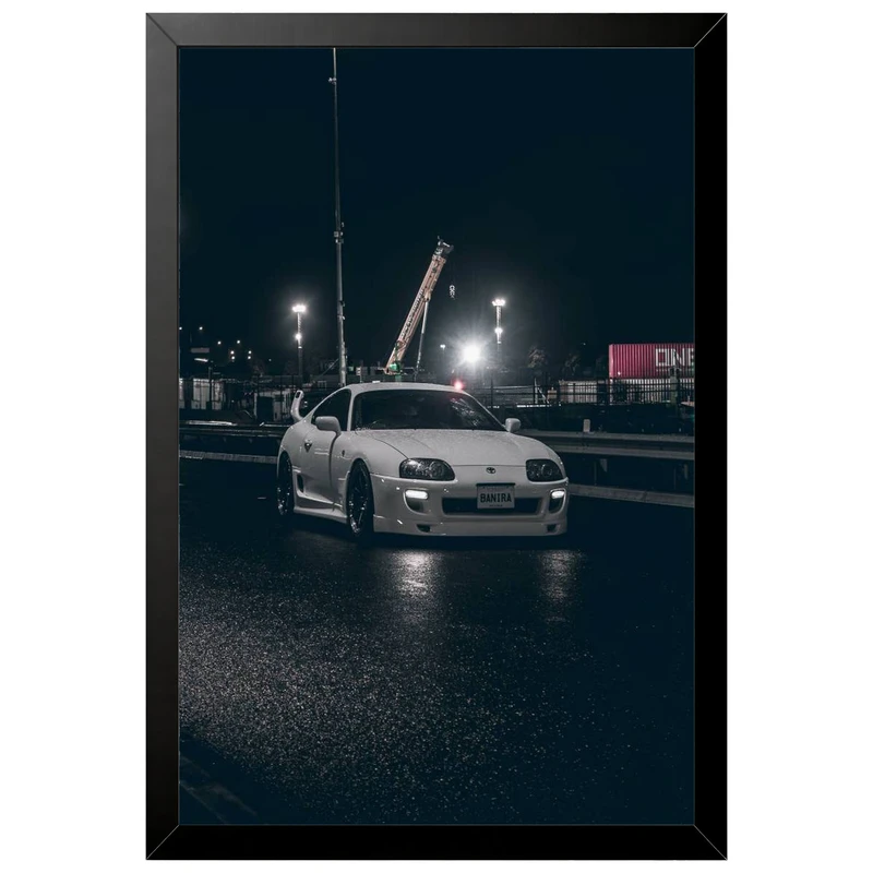 تابلو بکلیت طرح ماشین و خودرو تویوتا Toyota Supra Mk4 مدل B-pe130211 فریم مشکی