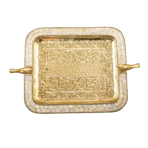 شیرینی خوری قلم زنی طرح پرنده باروکش صدفی کد 6810