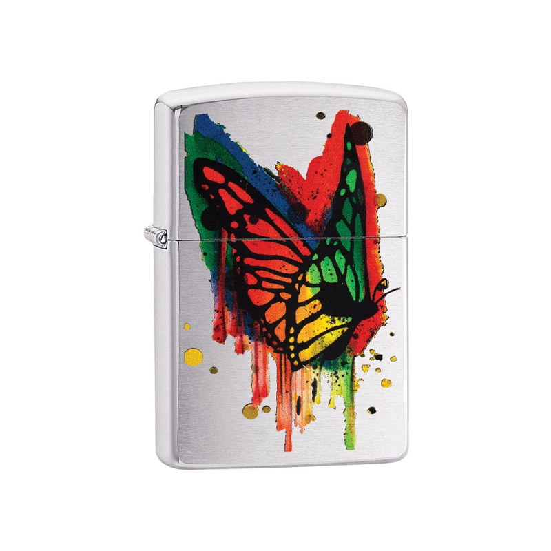 فندک زیپو مدل Butterfly Brushed Chrome کد 29392