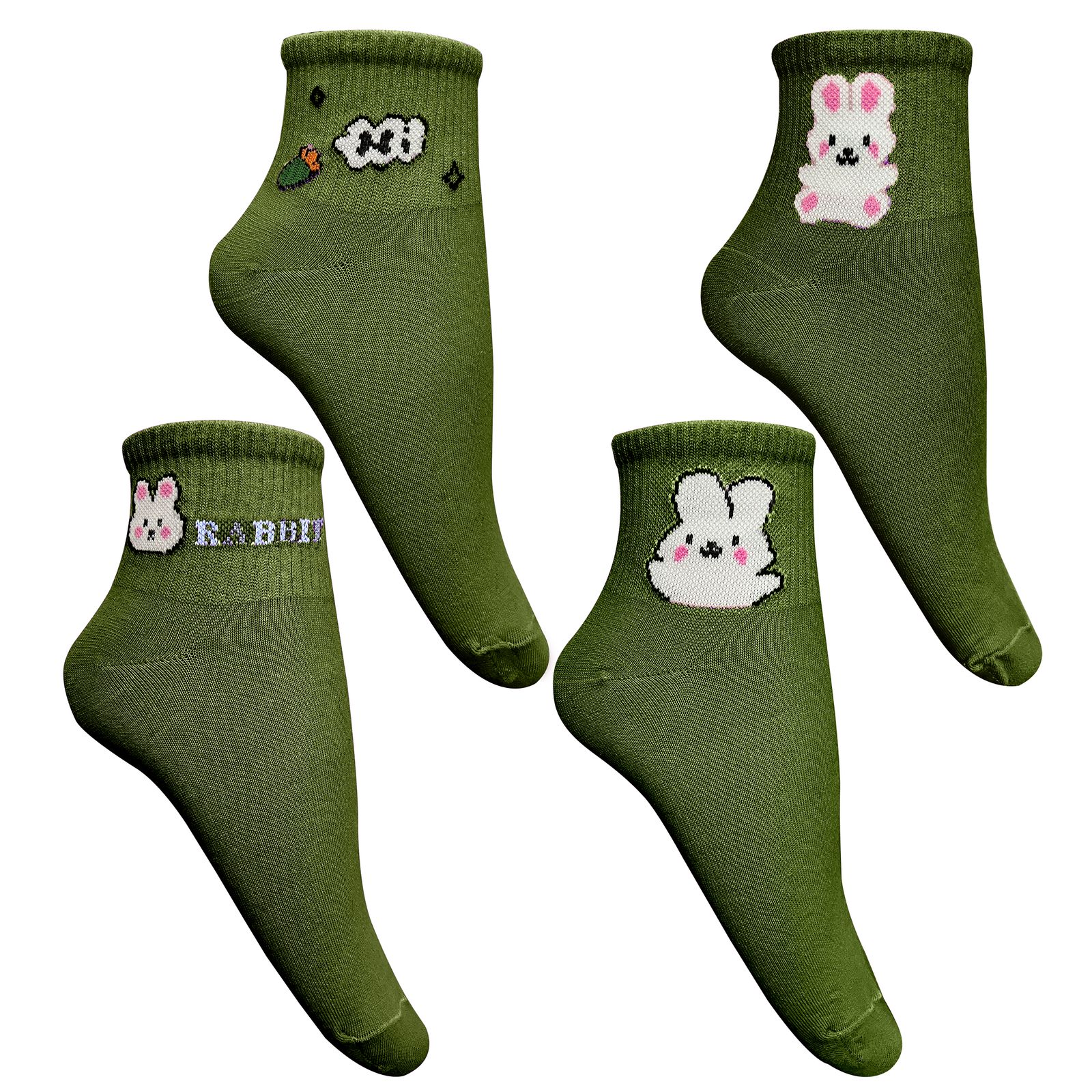جوراب زنانه تن پوش هنگامه مدل نیم ساق خرگوشی کد GR02 بسته 4 عددی -  - 1