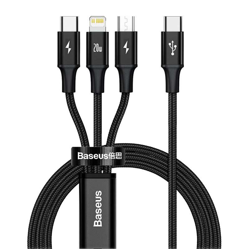 کابل تبدیل USB-C به USB-C/MicroUSB/لایتنینگ باسئوس مدل CAMLT-SC01 طول 1.5 متر