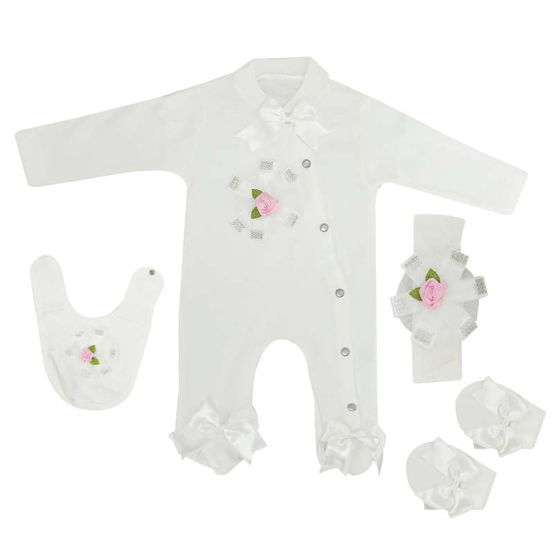 ست 4 تکه لباس نوزادی مدل Ponpon baby کد 505