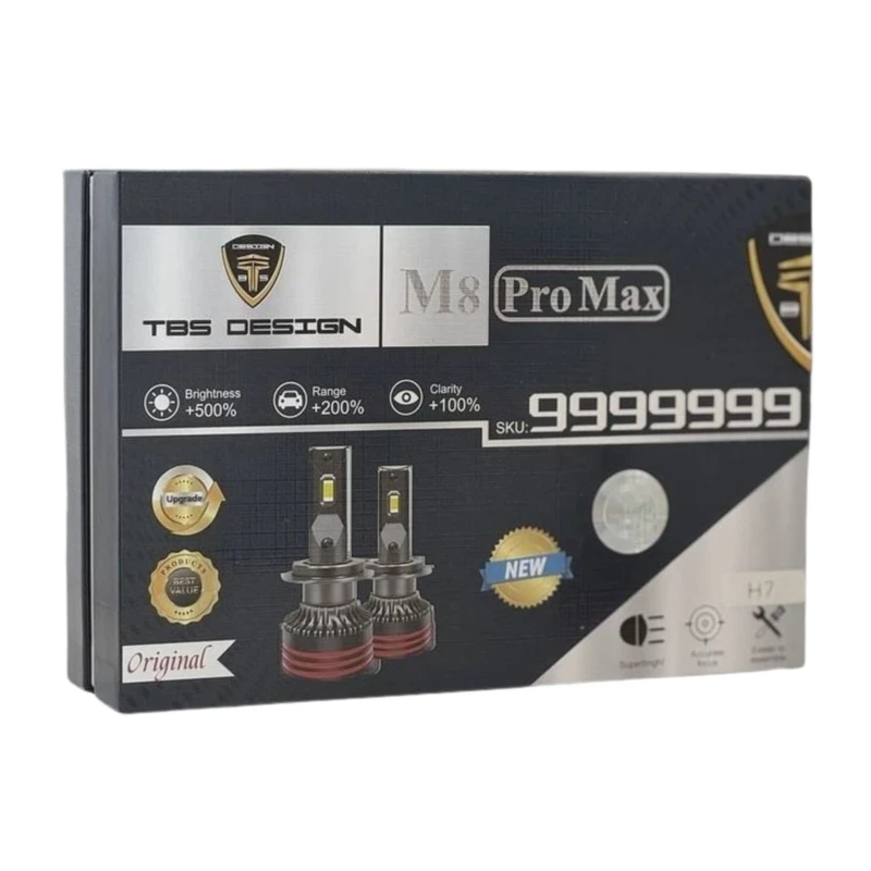 عکس شماره 4 : هدلایت خودرو تی بی اس دیزاین مدل m8 pro max h7 بسته دو عددی