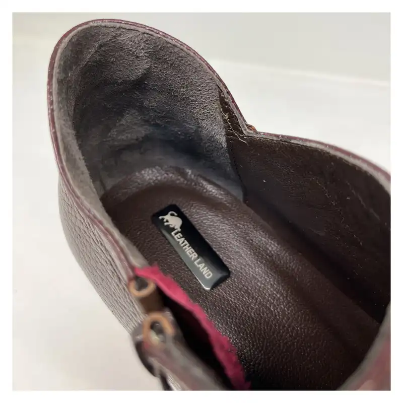 نیم بوت زنانه سرزمین چرم کد 1598 رنگ زرشکی