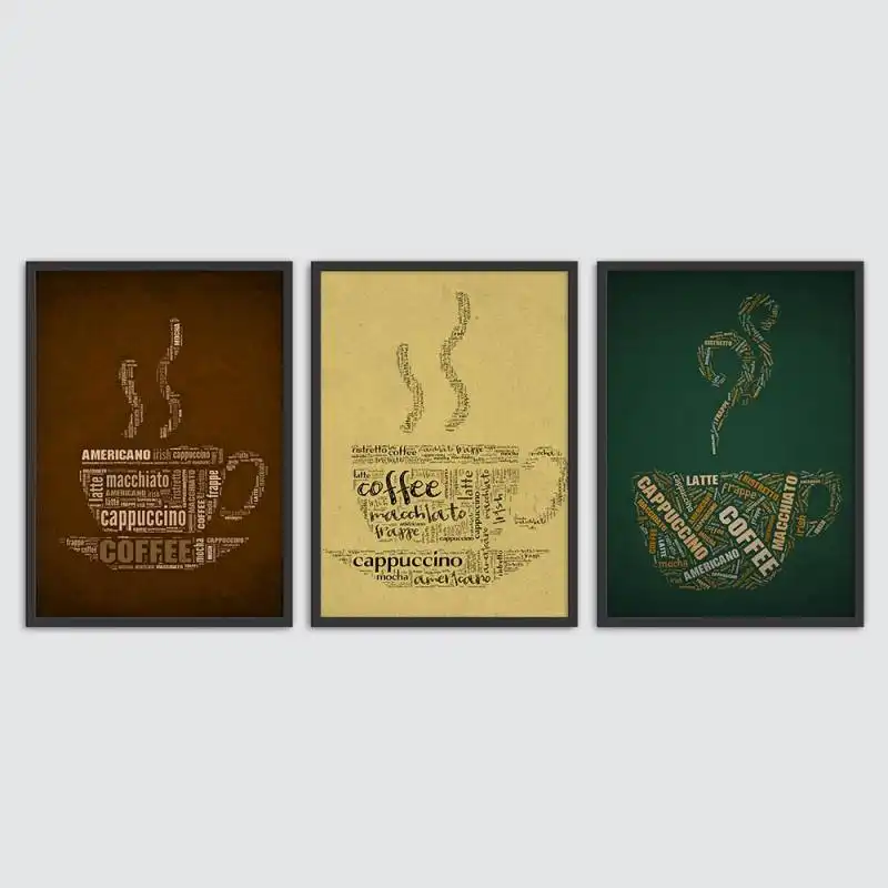 تابلو طرح قهوه سه گانه کافه کد T111601 مجموعه 3 عددی