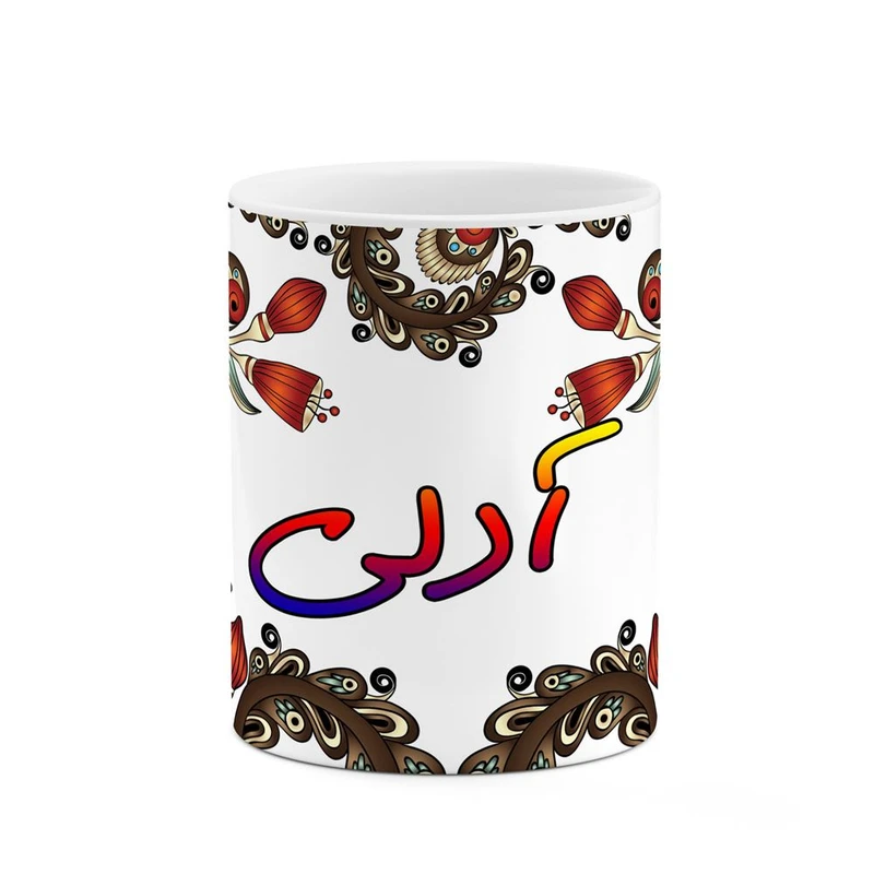 ماگ کاکتی مدل اسم آدلی طرح سنتی گل و بته کد mgh43326