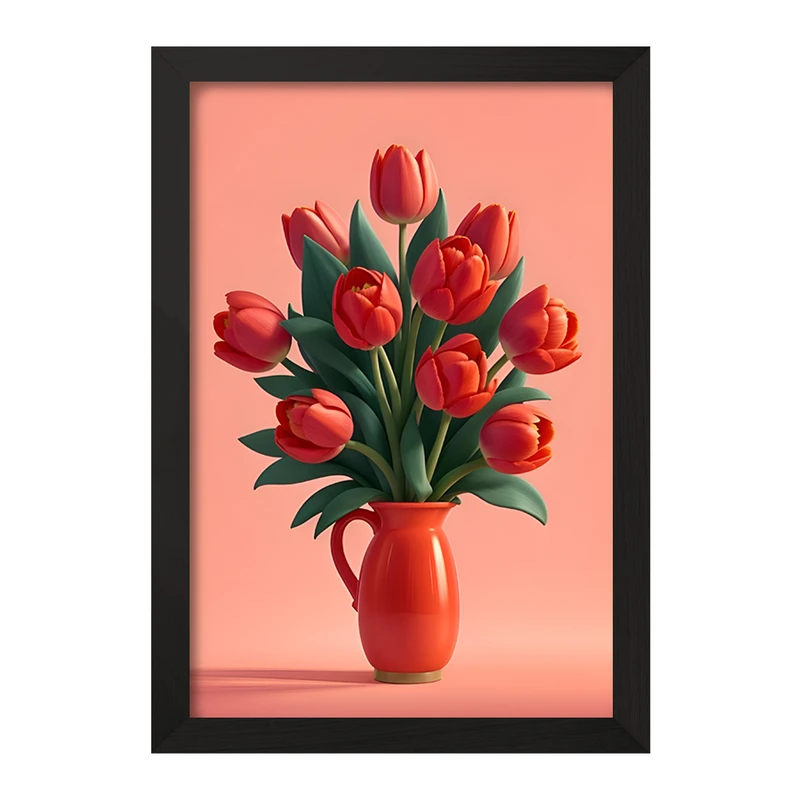 تابلو خندالو مدل گلدان گل لاله کد F11185