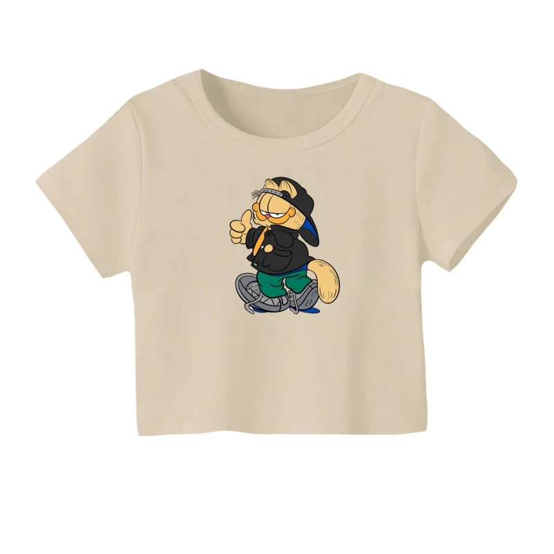 کراپ‌ تی‌شرت آستین کوتاه زنانه مدل گارفیلد اسپرت