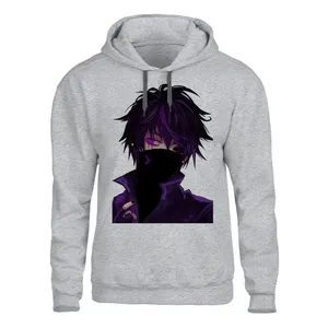 هودی مردانه مدل انیمه کد P08 رنگ طوسی