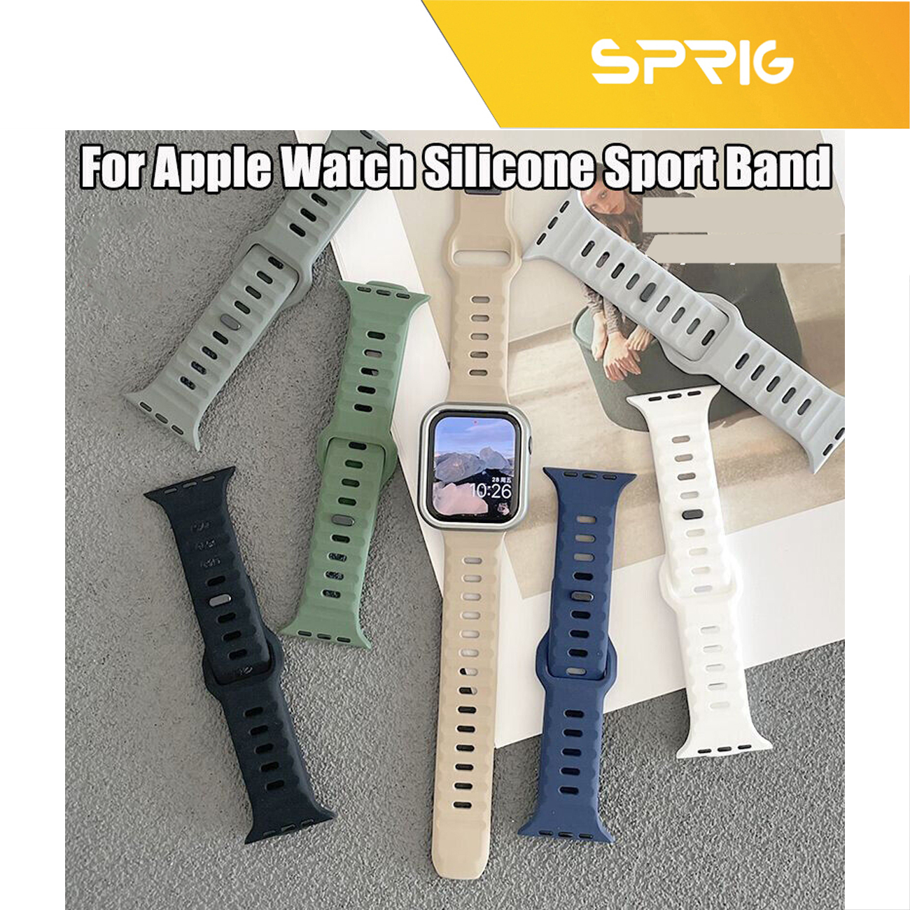 بند اسپریگ مدل Spig Sport strap مناسب برای اپل واچ 42 / 44 / 45 / 49 میلی متر