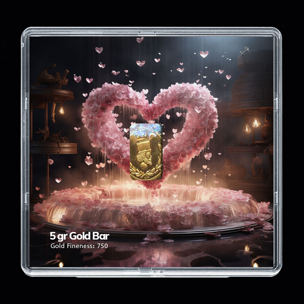 شمش طلا 18 عیار مدوپد مدل قلب صورتی کد SG-10302