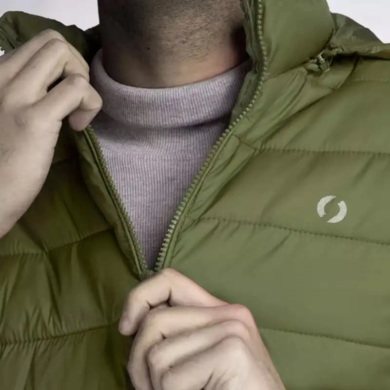 کاپشن مردانه جوتی جینز مدل کلاهدار کد 122124 رنگ سبز زیتونی