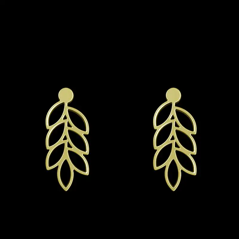 گوشواره طلا 18 عیار زنانه مدوپد مدل برگ کد GA1-14944
