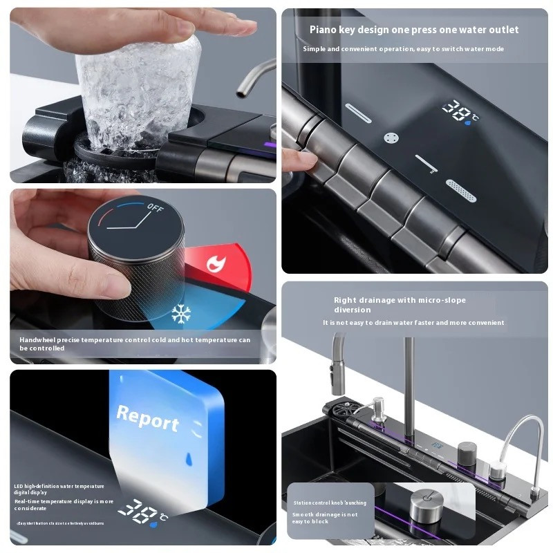 سینک ظرفشویی استیل مدل پيانويى ٧ كليد توكار