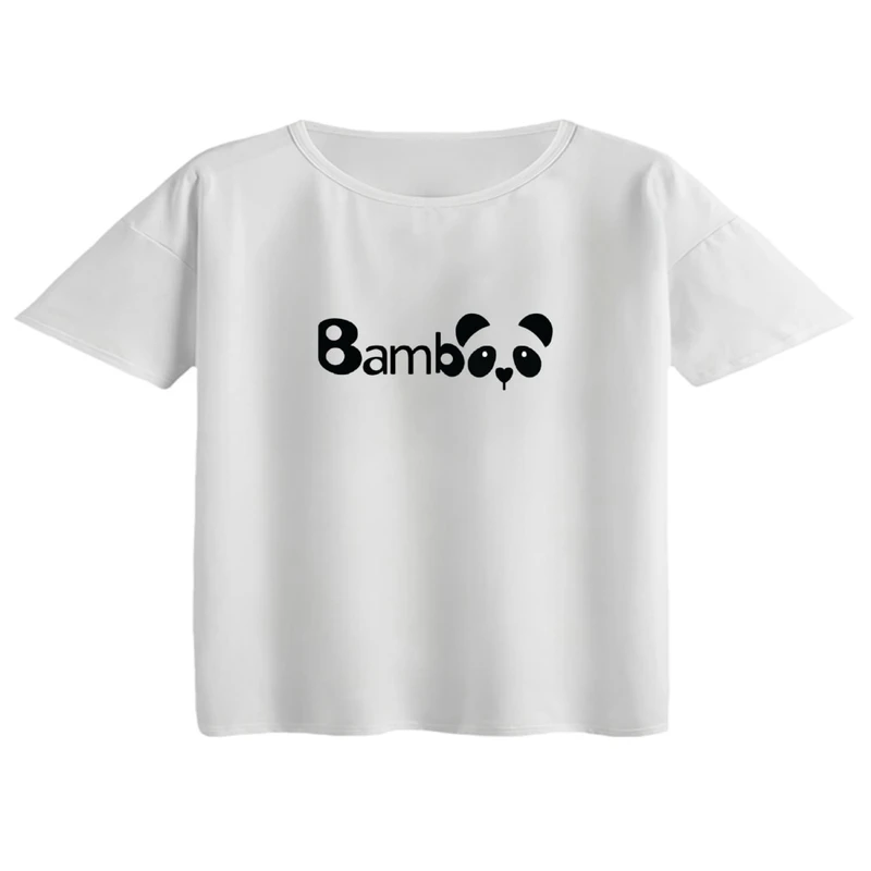 کراپ تی‌شرت آستین کوتاه زنانه مدل پاندا