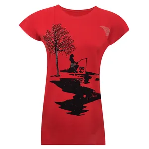 تی شرت آستین کوتاه زنانه مدل نخی ویسکوز چاپی دختر ماهیگیر و ماه کد tm-2158 