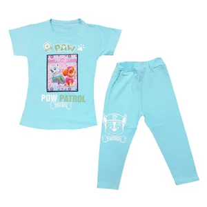 ست تی شرت آستین کوتاه و شلوارک دخترانه مدل ab-paw-45