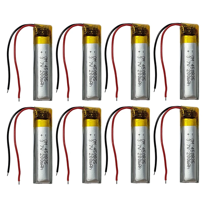 باتری لیتیومی قابل شارژ مدل OM-450835 ظرفیت 200 میلی‌آمپرساعت بسته 8 عددی 