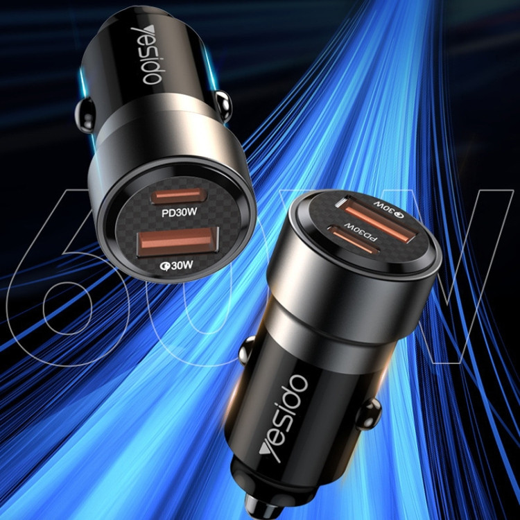 خرید و قیمت شارژر فندکی 60 وات یسیدو مدل Y55 به همراه کابل USB-C