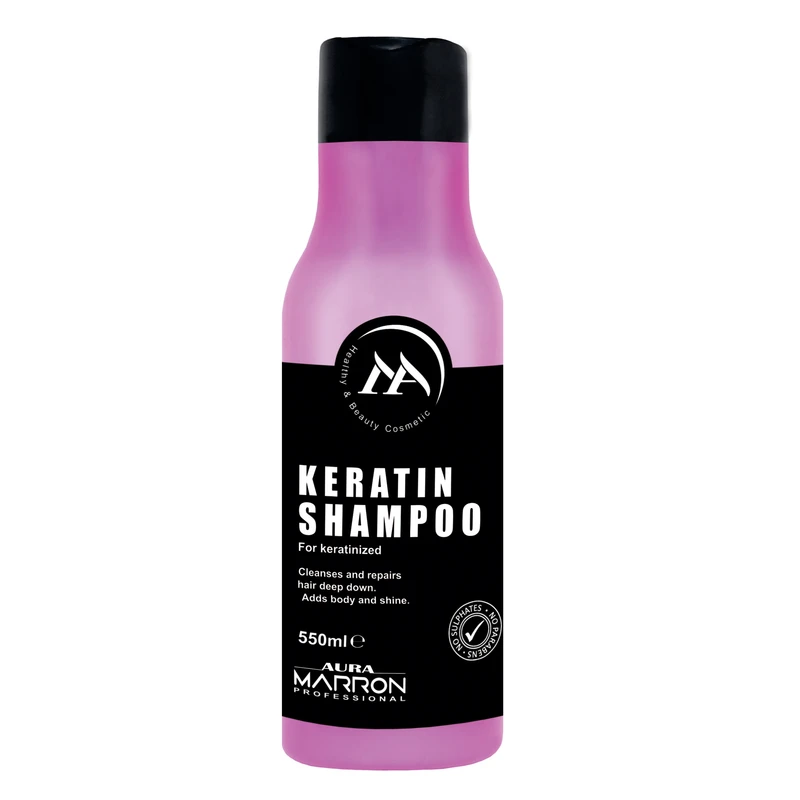 شامپو مو زنانه آئورا مارون مدل کراتین مناسب برای موهای خشک و معمولی حجم 550 میلی لیتر