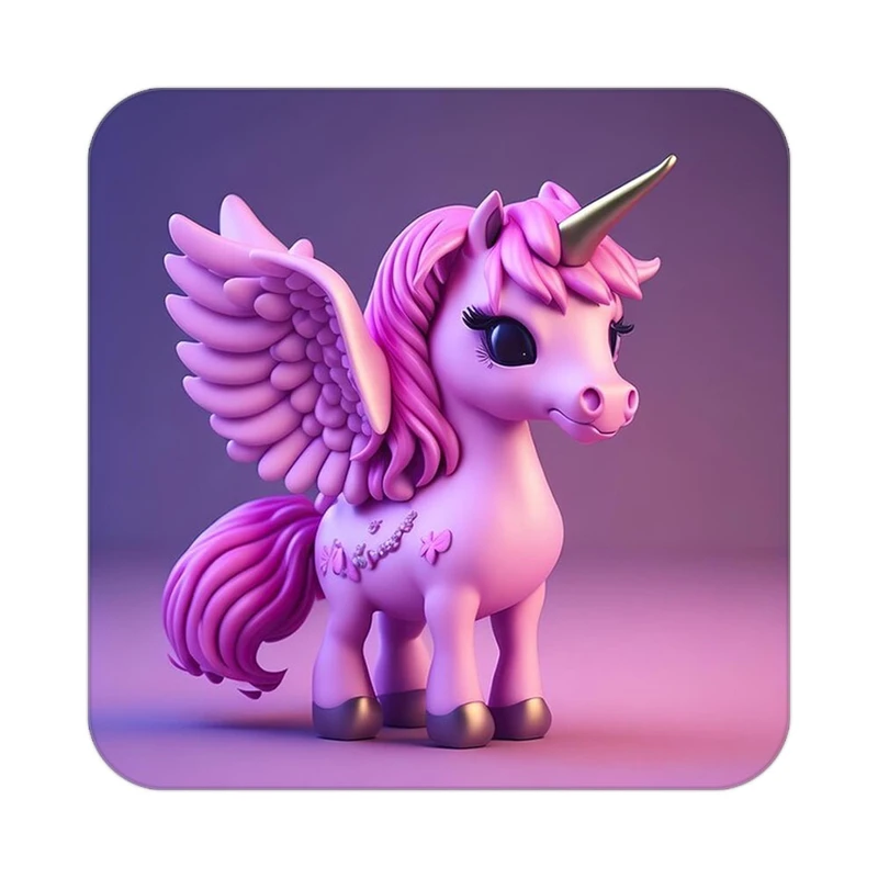 زیر لیوانی کاکتی طرح اسب تک شاخ و یونیکورن مدل mp31789