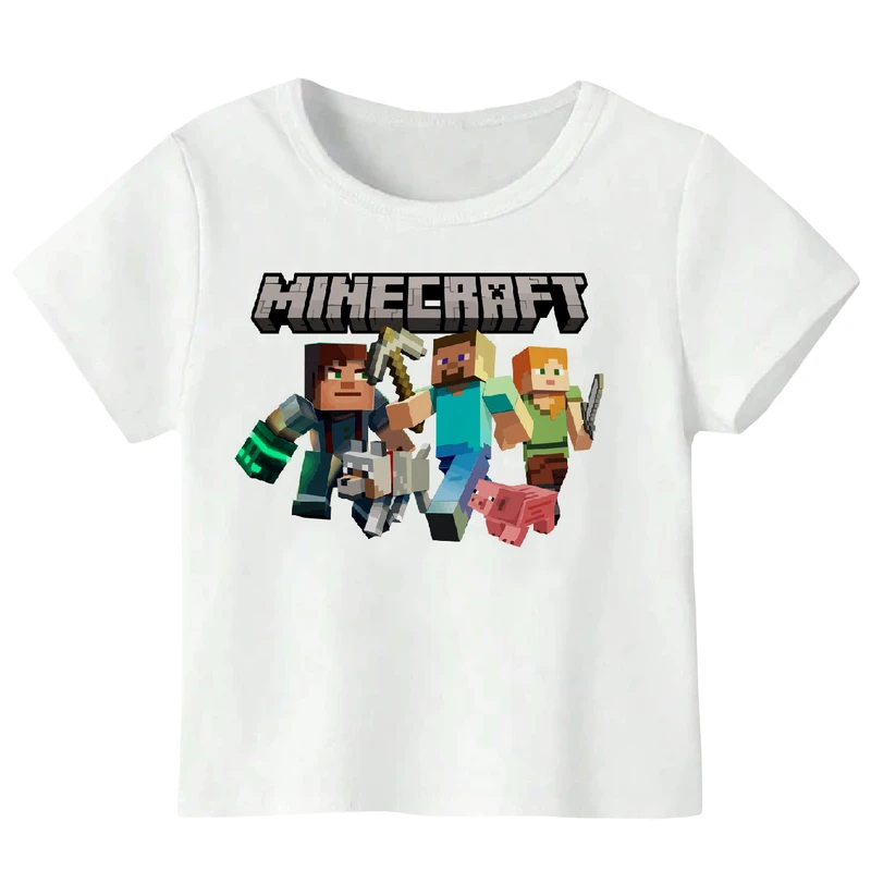 تی شرت آستین کوتاه دخترانه مدل ماینکرفت WS47