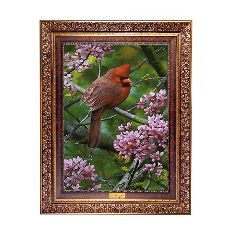 تابلو فرش ماشینی نقش نگار رضوی طرح پرنده کد 1021C