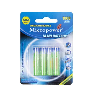 باتری نیم قلمی قابل شارژ میکروپاور مدل NiMH 1000 بسته 4 عددی