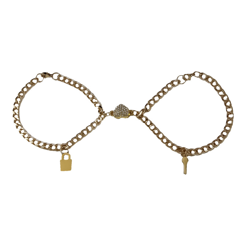 دستبند مدل دوستی مگنتی طرح قفل و کلید مجموعه دو عددی دستبند مدل دوستی مگنتی طرح قفل و کلید مجموعه دو عددی