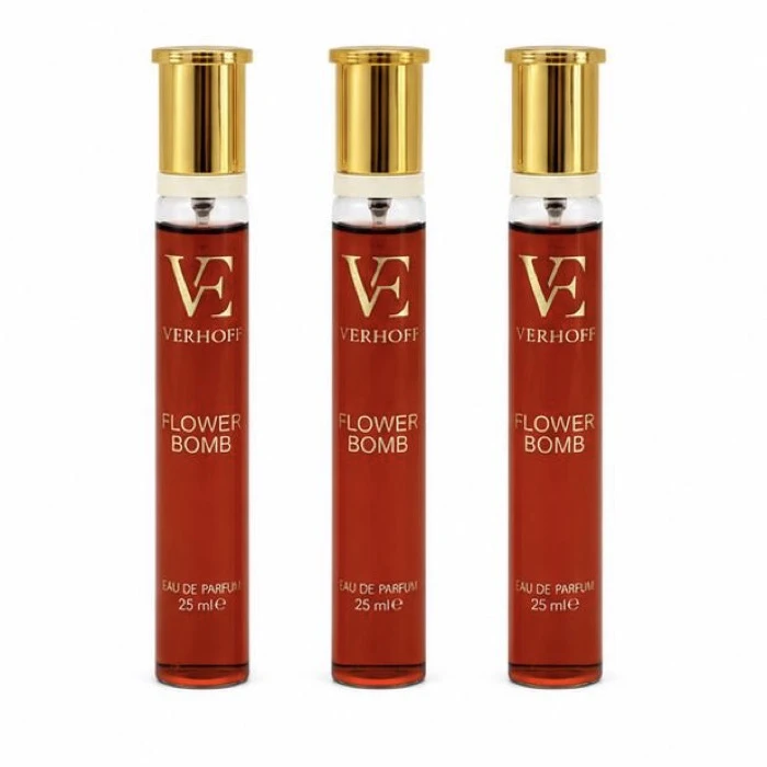 عطر جیبی زنانه ورهف مدل فلاور بمب با رایحه شیرین حجم 25 میلی لیتر بسته 3 عددی