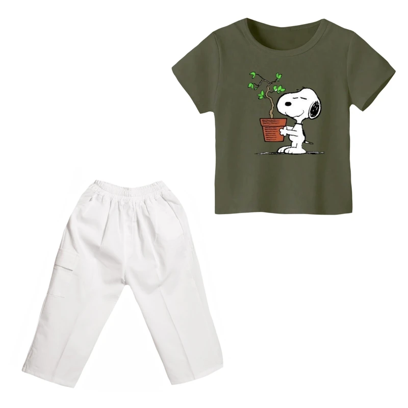 ست تی شرت و شلوارک پسرانه مدل اسنوپی کد ۵۹