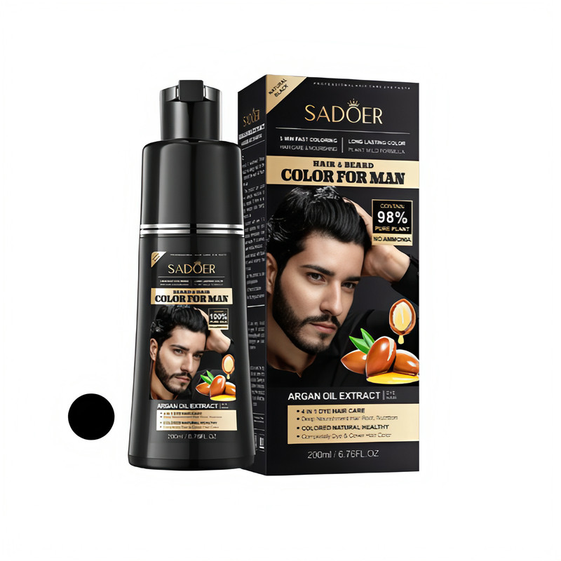 شامپو رنگ مردانه سادور مدل آرگان حجم 200 میلی لیتر رنگ مشکی طبیعی