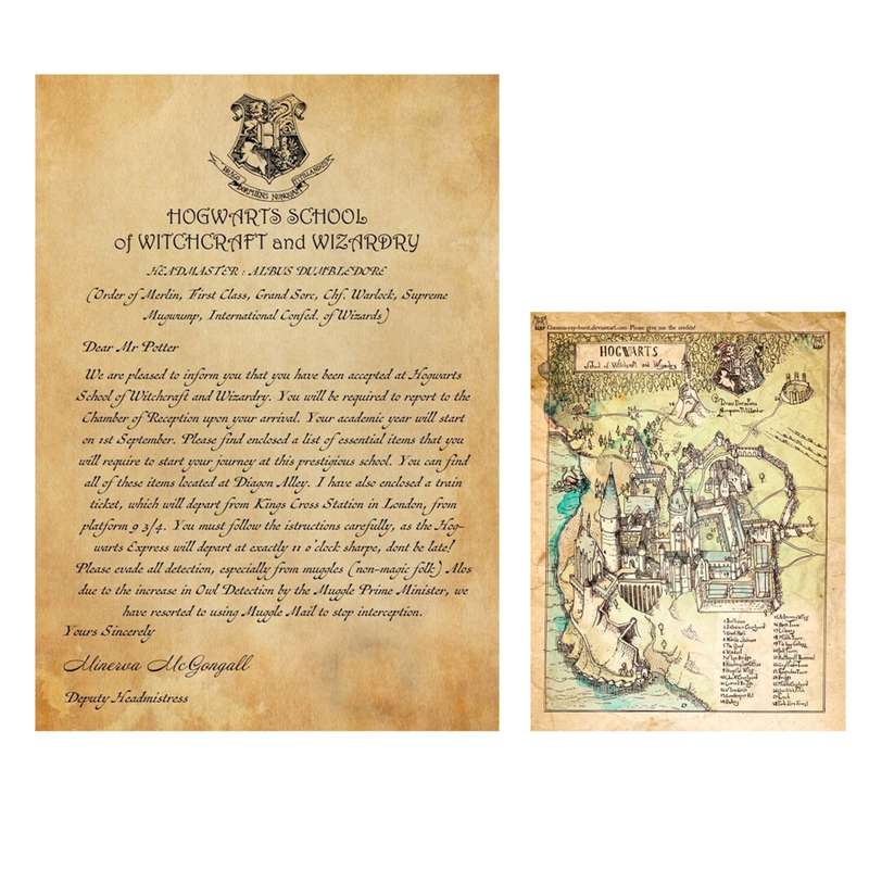 اسباب بازی زینتی مدل نامه دعوت به هاگوارتز و نقشه راهنما مجموعه 2 عددی